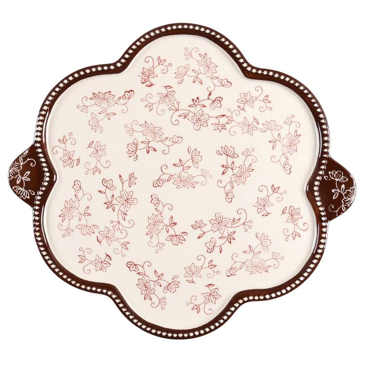 Floral Lace Cranberry Lid-It for 7 Part Daisy Divided Server