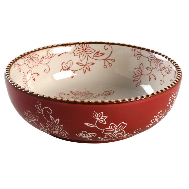 Floral Lace Cranberry Soup/Cereal Bowl