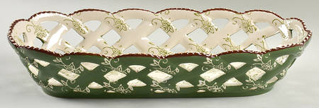 Floral Lace Green Bread Basket Tray