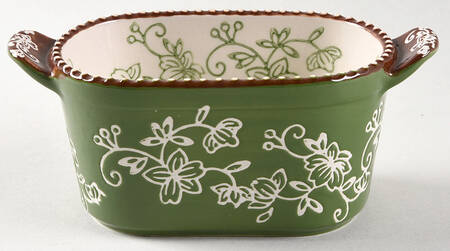 Floral Lace Green Oval Ramekin