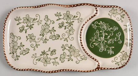 Floral Lace Green 11" Rectangular Snack Tray