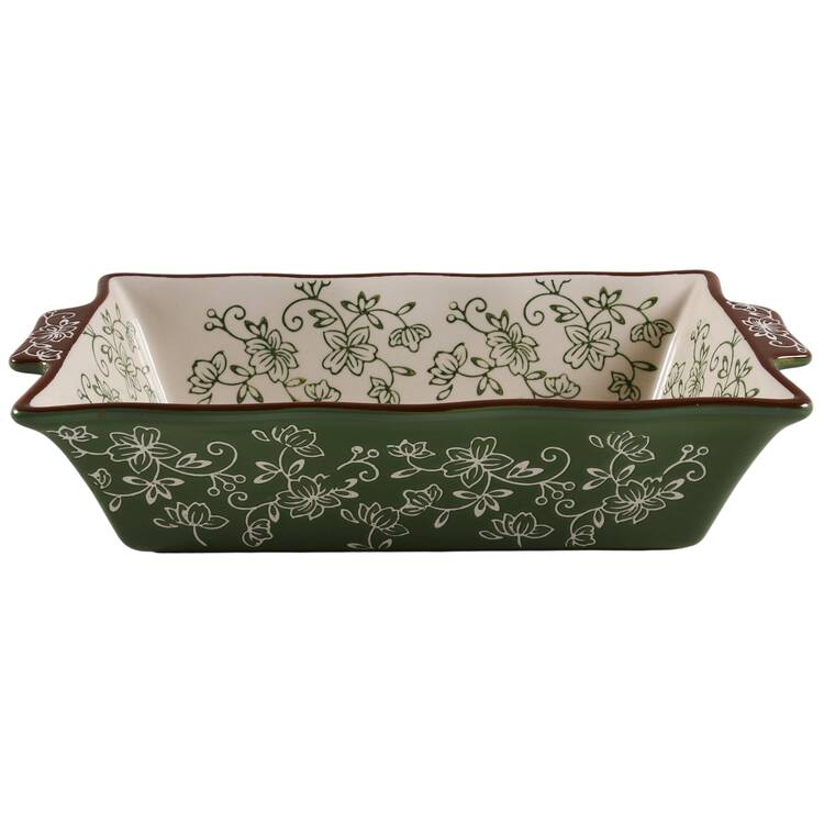 Floral Lace Green Loaf Pan by Temp-Tations