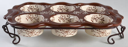 Floral Lace Chocolate Muffin Pan (Holds 6 Muffins) & Metal Stand