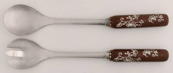 Floral Lace Chocolate (2 Piece) Salad Set with Stainless Bowl
