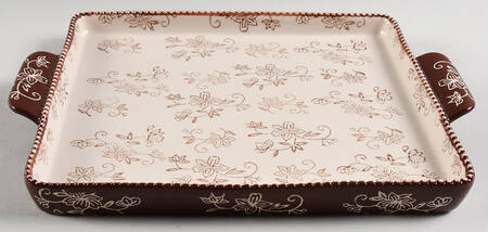 Floral Lace Chocolate 12" Handled Square Tray