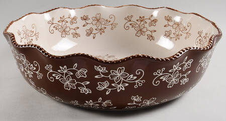 Floral Lace Chocolate 12" Ruffled Bowl