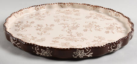 Floral Lace Chocolate Lid-It for 10" Quiche (Trivet, Tray, Lid)