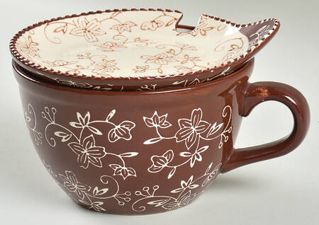 Floral Lace Chocolate 24 Oz Soup Mug & Lid-It(Saucer)