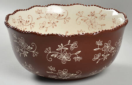 Floral Lace Chocolate 8" Scalloped Bowl