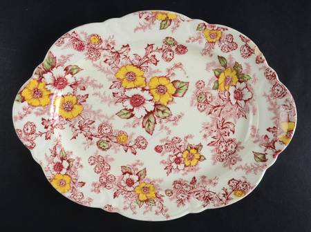 Dogwood Pink & Yellow (Vogue) 11" Oval Serving Platter