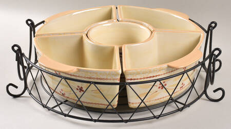 Old World Cream (6 Piece) Baker & Ramekins Set (Chip & Dip)