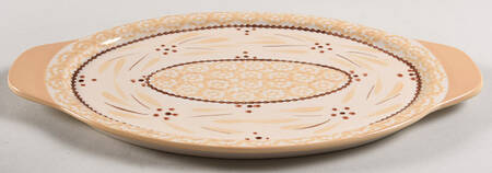 Old World Cream 11" Oval Lid-It (Trivet,Tray,Baker Lid)