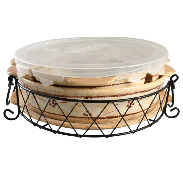 Old World Cream (14 Pc) Baker & Ramekins Set (Chip & Dip)