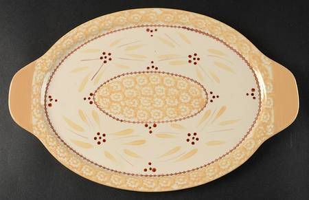Old World Cream 13" Oval Lid-It (Trivet,Tray,Baker Lid)