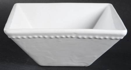 Beaded Square White Coupe Cereal Bowl