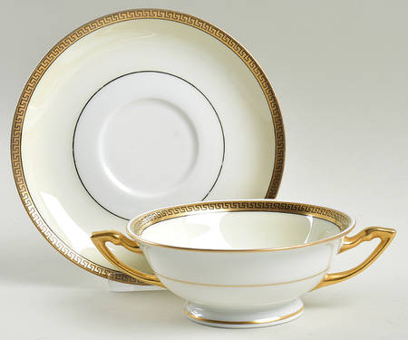 THO526 Footed Cream Soup Bowl & Saucer Set
