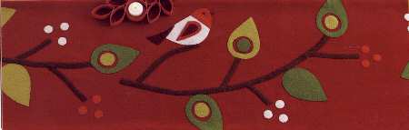 Birds and Berries 14" X 60" Cloth Table Runner