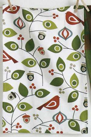 Birds and Berries Dish Towel-Cloth