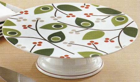 Birds and Berries 11" Diameter Pedestal Cake Stand