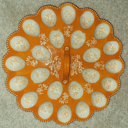 Floral Lace Spice Handled Deviled Egg Plate (Holds 24)