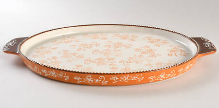 Floral Lace Spice Lid-It for 15" Oval Baker (Trivet, Tra