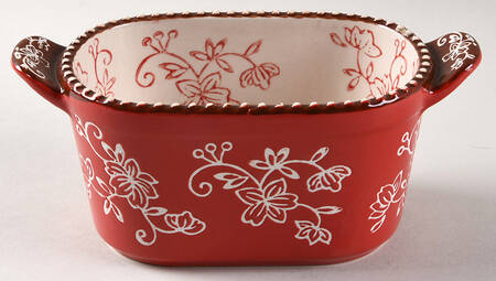 Floral Lace Red Oval Ramekin by Temp-Tations