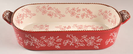 Floral Lace Red 15" Oval Baker