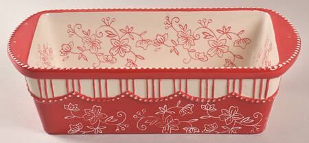 Floral Lace Red Loaf Pan by Temp-Tations