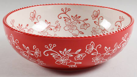 Floral Lace Red 9" Round Serving Bowl