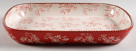 Floral Lace Red 13" Deep Rectangular Serving Platter