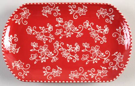 Floral Lace Red 9" Rectangular Serving Platter