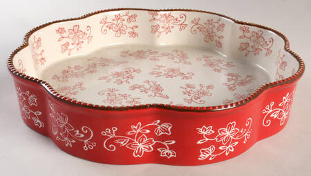 Floral Lace Red 12" Fluted Cake Pan