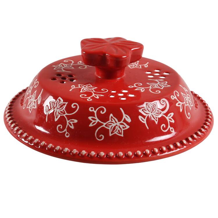Floral Lace Red Steamer Pot-Lid