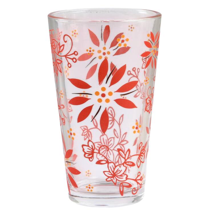 Floral Lace Red Glassware Flat Tumbler