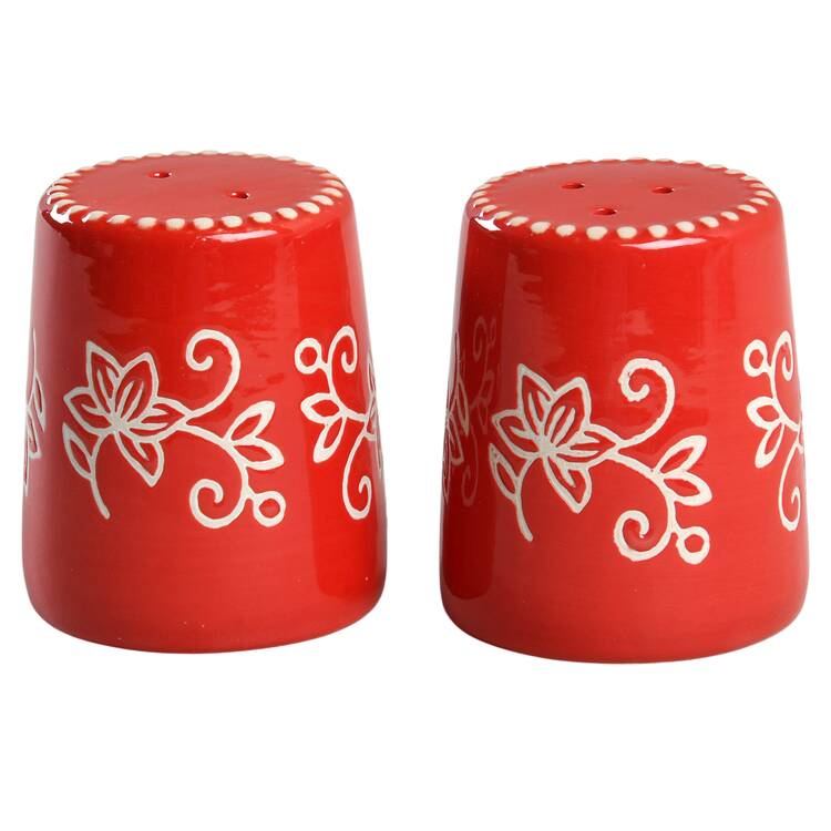 Floral Lace Red Salt & Pepper Set (Centertaining Lazy Susan Set)
