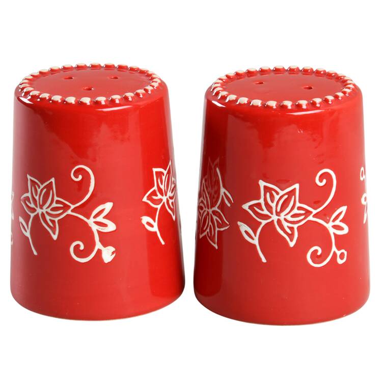 Floral Lace Red Salt & Pepper Set