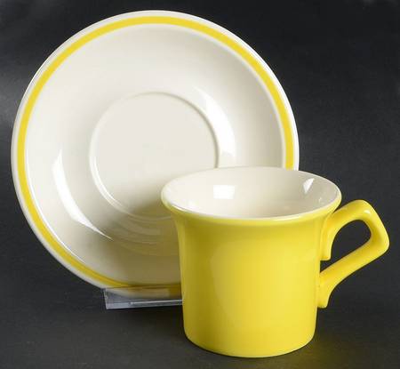 Checks & Daisies Flat Cup & Saucer Set