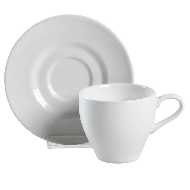 Basic White Coupe Espresso Cup and Saucer Set