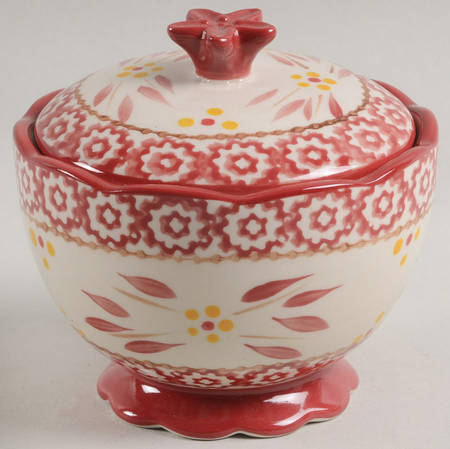 Old World Red Sugar Bowl & Lid by Temp-Tations