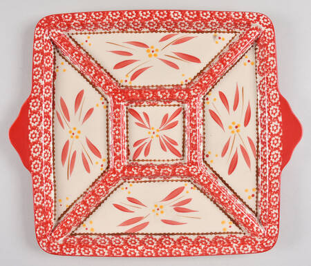 Old World Red 13" Square Divided Lid-It (Tray Or Baker Lid) by Temp-Tations