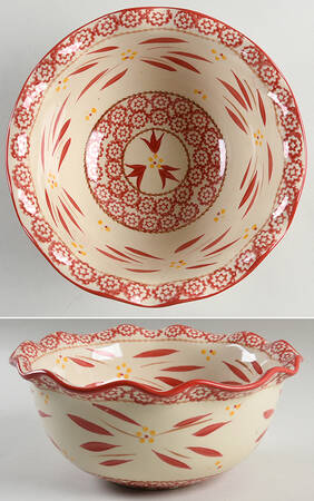 Old World Red 9" Scalloped Bowl by Temp-Tations