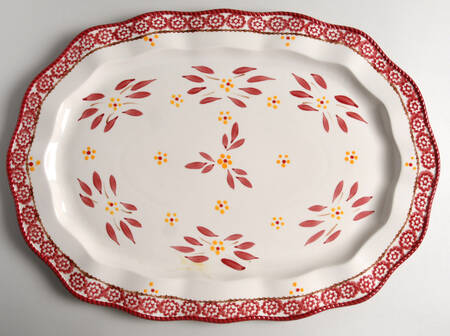Old World Red 18" Oval Serving Platter by Temp-Tations