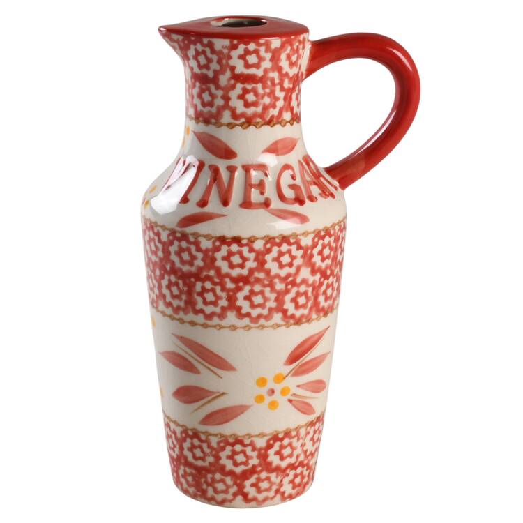 Old World Red Vinegar Jar No Drizzle Spout