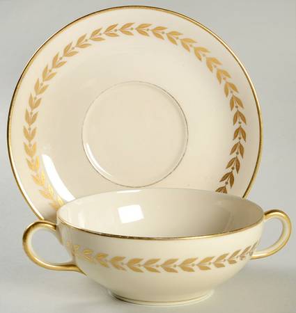 TAT37 Flat Cream Soup Bowl & Saucer Set