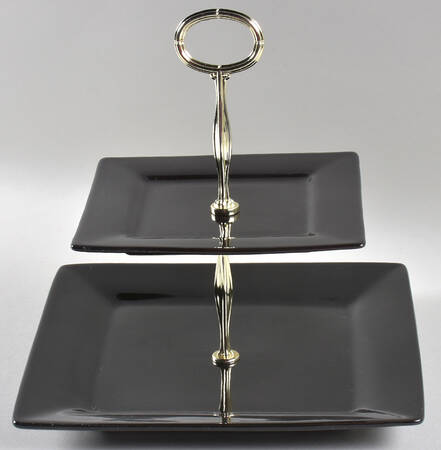 Nova Black 6 5/8"-10"  2 Tiered Serving Tray (Dp, Sp) HC