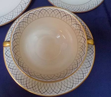 TIR684 Footed Cream Soup Bowl & Saucer Set