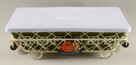 Harvest Bounty 13" Rectangular Baker & Plastic Lid with Metal Stand
