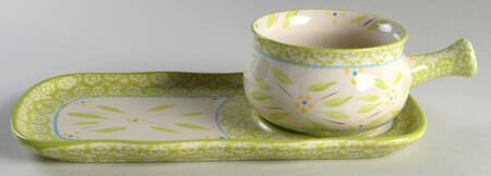 Old World Lime Green 12" Snack Tray (SNTR12) & Stick Handle Soup Set (SOH)