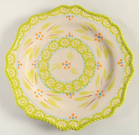 Old World Lime Green Scalloped Salad Plate