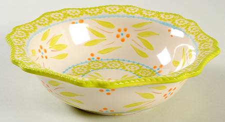 Old World Lime Green Scalloped Soup/Cereal Bowl